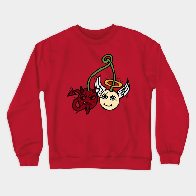 Demon and Angel Cherries Crewneck Sweatshirt by ElviraDraat